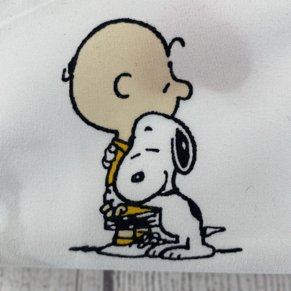 Peanuts Snoopy Sheet Set QUEEN White Charlie Brown Hearts Love Berkshire